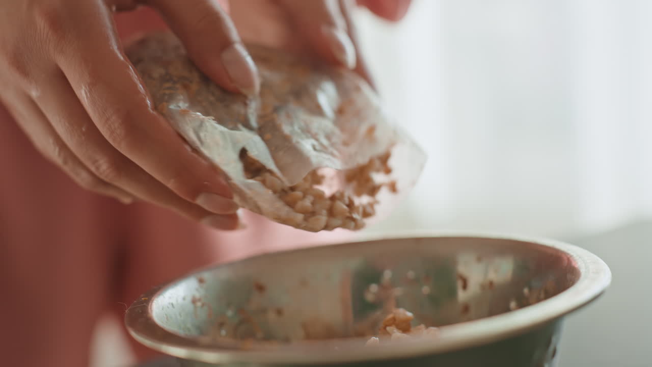 Detailed Serving And Preparation Techniques, Hands Delicately Transfer Food With Careful Movement, Focus On Skilled Hands Meticulously Placing And Cleaning Food From