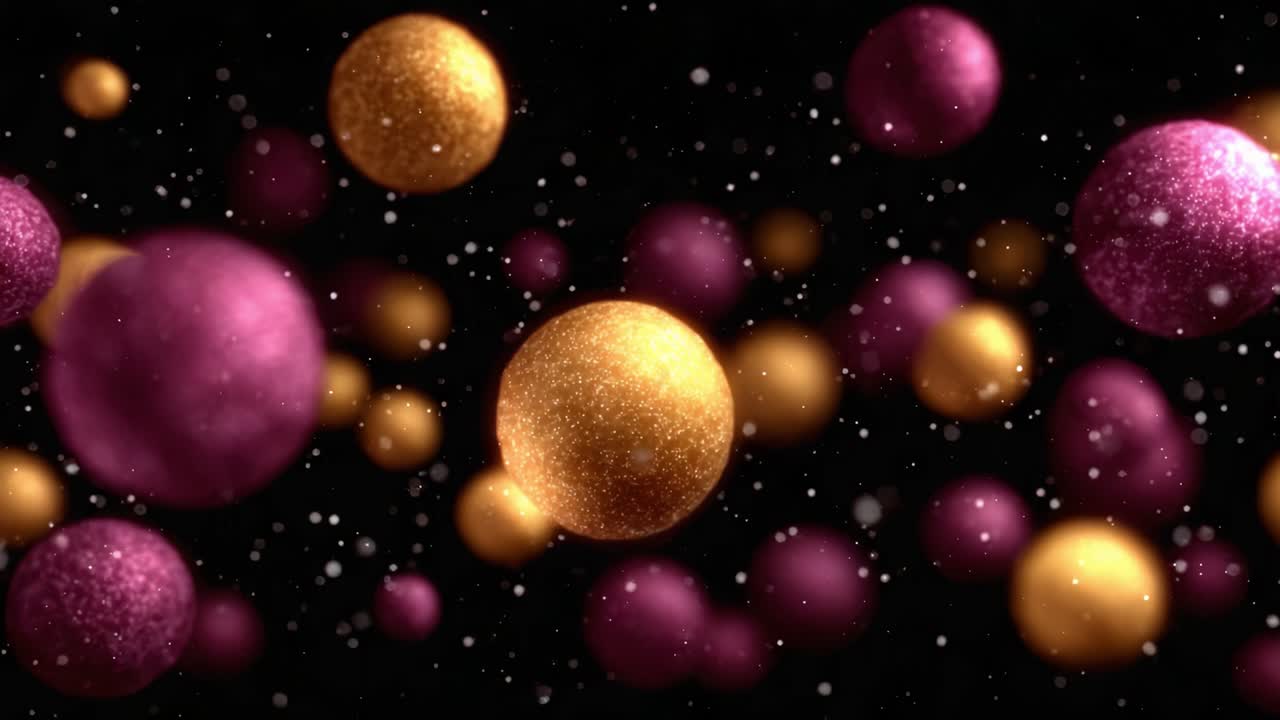 A Mesmerizing Display of Colorful Glittering Spheres Floating in a Black Background, Creating a Dreamy Atmosphere Perfect for Festive Celebrations and Abstract Art Aesthetics