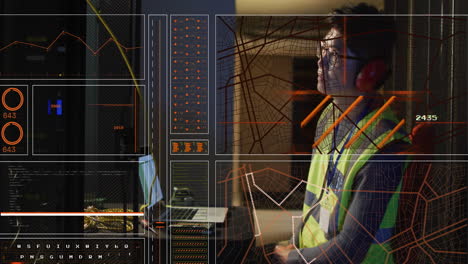 Animación-Del-Procesamiento-De-Datos-Sobre-Un-Trabajador-Asiático-En-La-Sala-De-Servidores