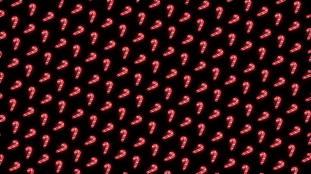 fondo de patrón navideño de neón de bastón de caramelo en animación de bucle rojo, blanco y negro