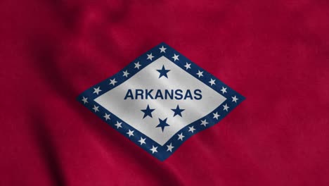 state flag of arkansas waving in the wind. seamless loop with highly detailed fabric texture