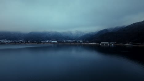 winter landscape of a japanese lake