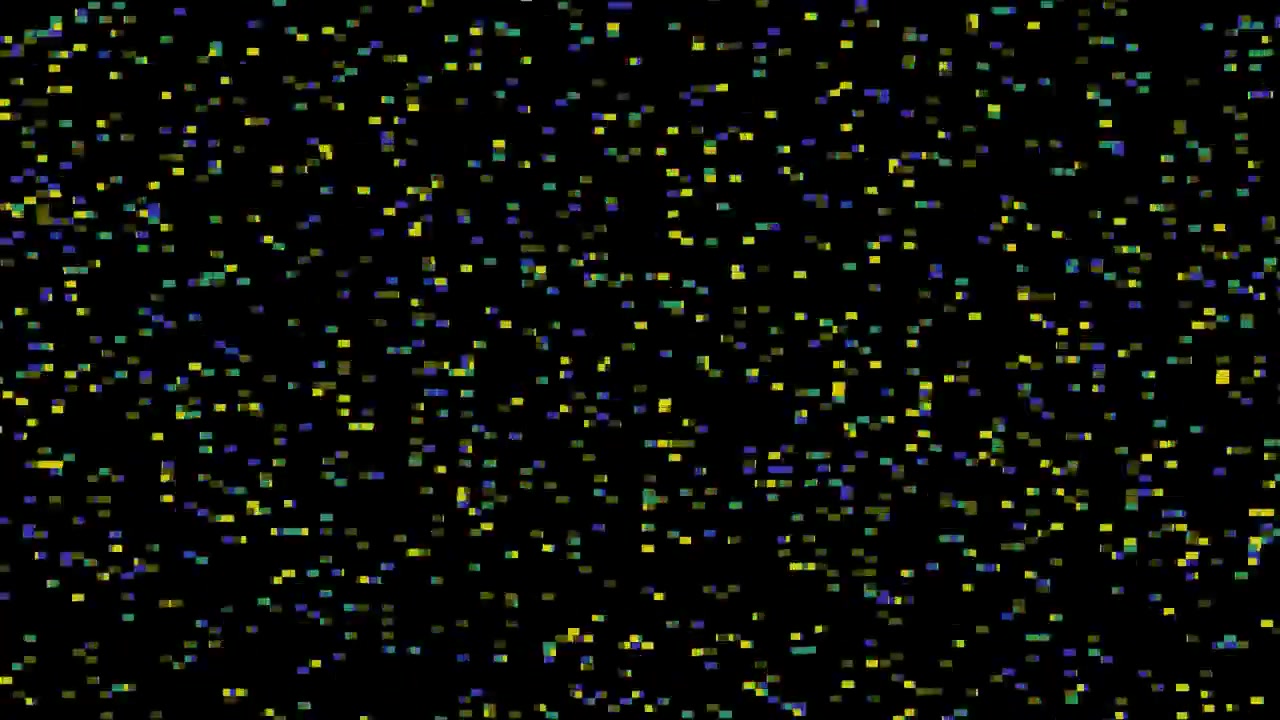 Sfondo digitale astratto con pixel gialli e blu sfarfallanti