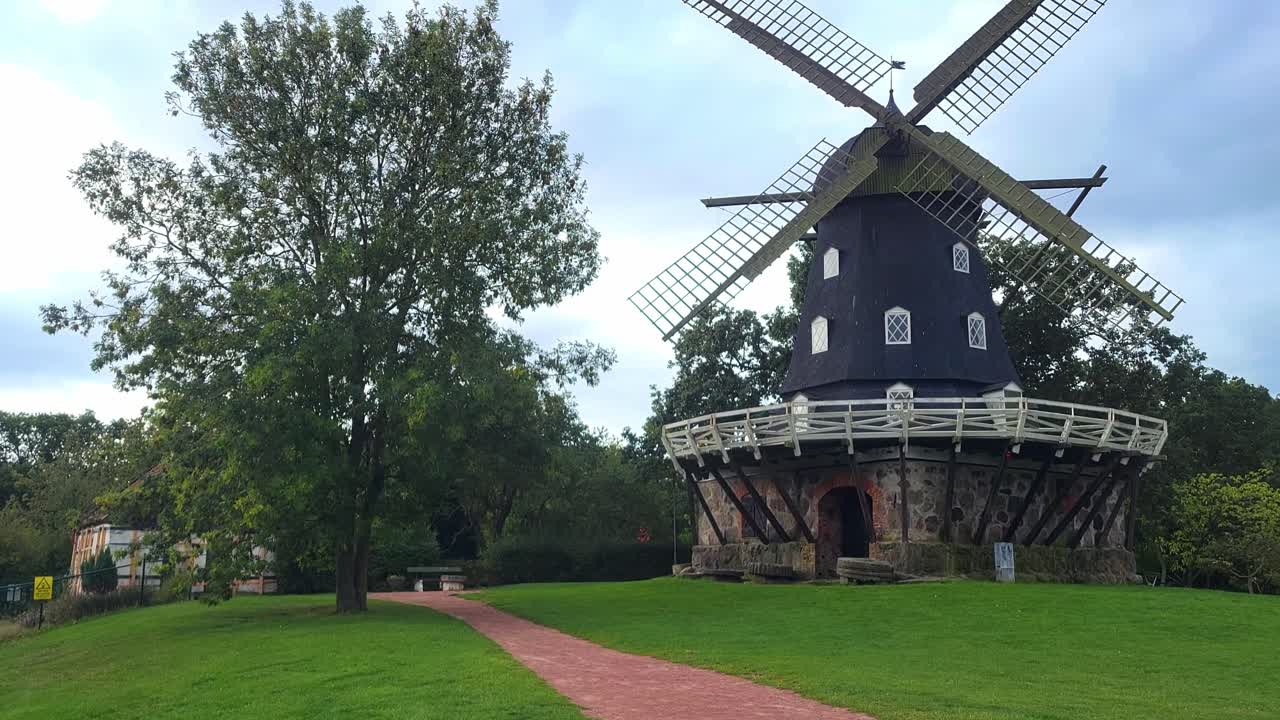 Wide Pan Right of Castle Mill in Malmo, Sweden
