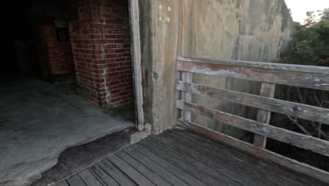 walking through an old military bunker