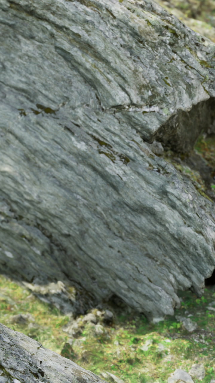 Rock formations near a grassy area during daylight hours