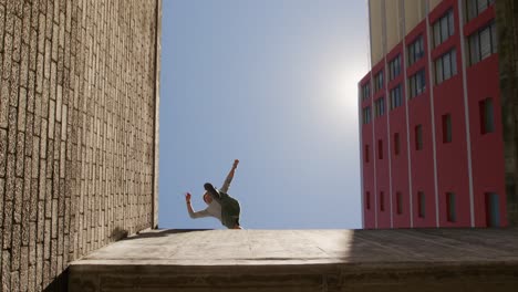 Caucasian-man-practicing-parkour