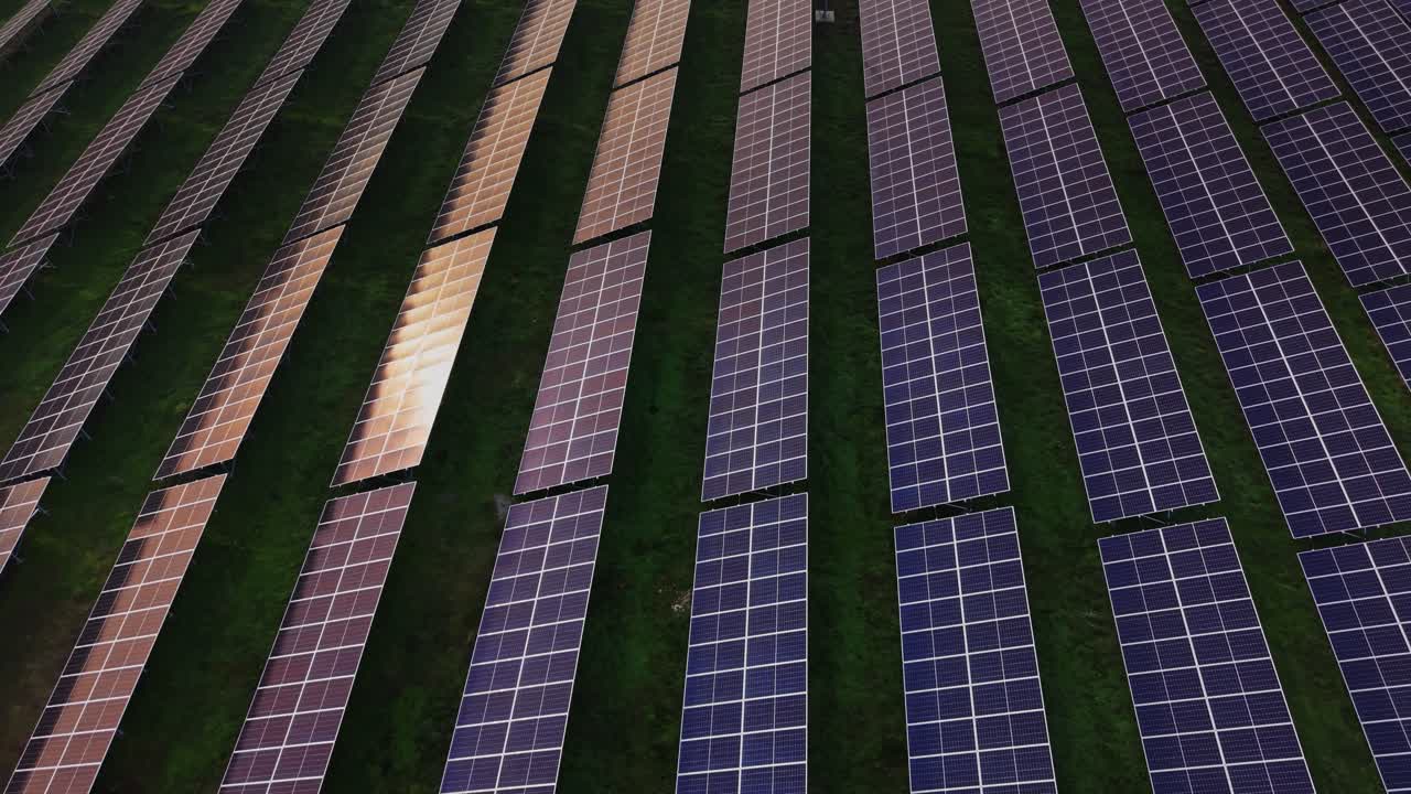 Pannelli solari disposti in file catturano energia durante le ore diurne