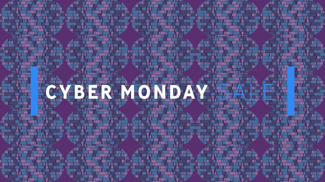 사이버 월요일 판매 텍스트 배너가 보라색 배경에 추상적인 파란색 모양을 배경으로