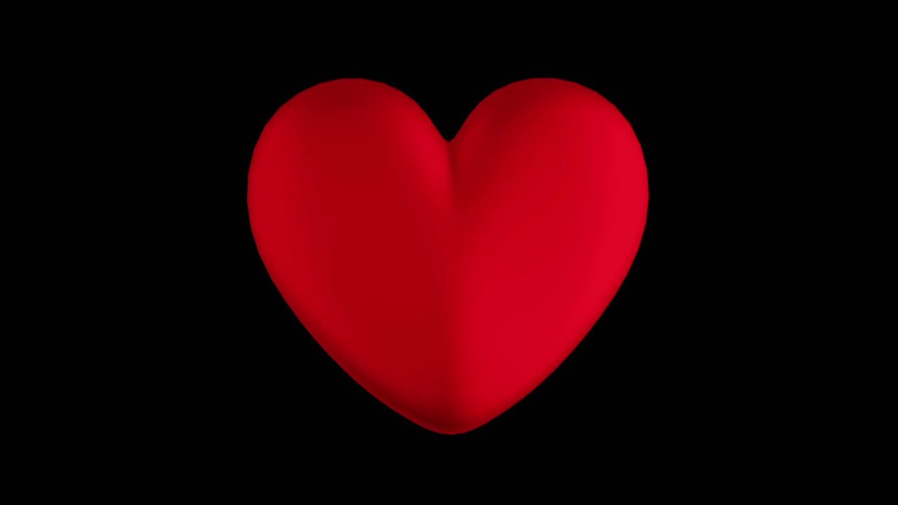 Red volumetric heart rotates on a black background. 3d rendered looped minimalistic animation