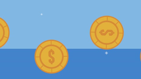 financial business animation with coins