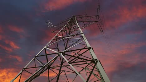 low angle of electric pole during colorful sunset,abstract image