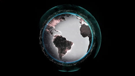 animación de formas rojas sobre el globo en espacio negro