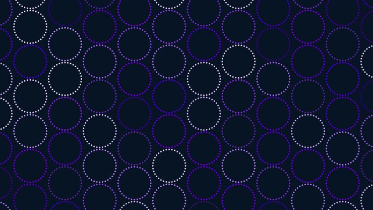 Organic circles flowing pattern of white dots on dark blue
