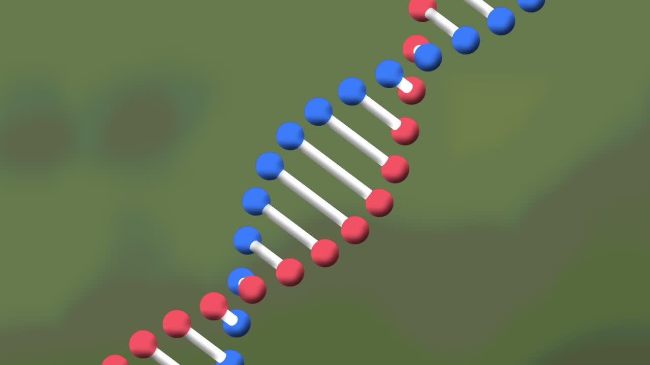 Animation of dna strand spinning on green background