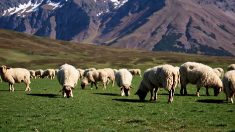 sheep grazing in a mountain pasture