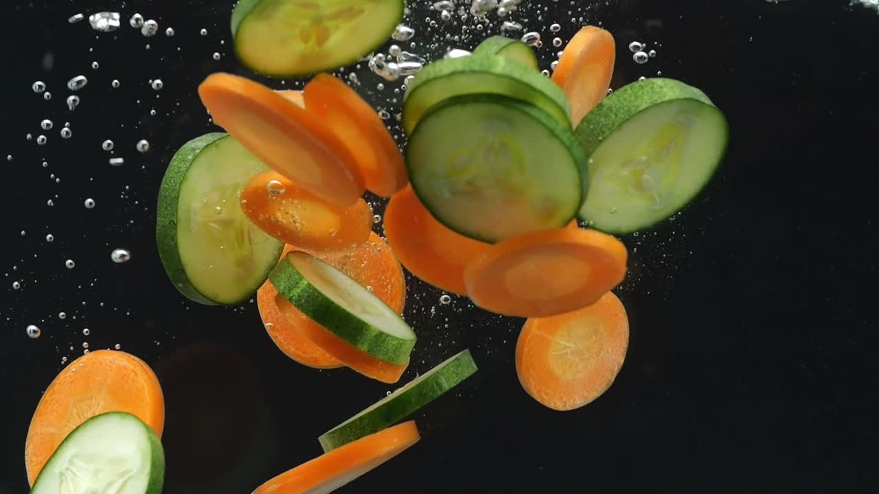 물 에 어 놓은 당근 과 호박