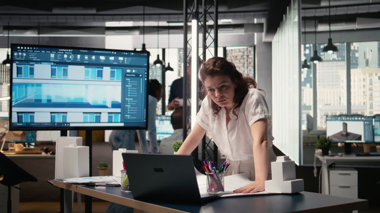 Property developer finalizing plans for land acquisition in modern office space