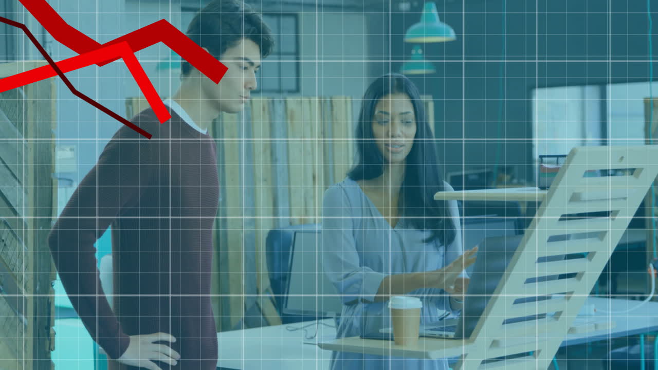 Premium stock video - Animation of falling graphs and grid pattern over ...