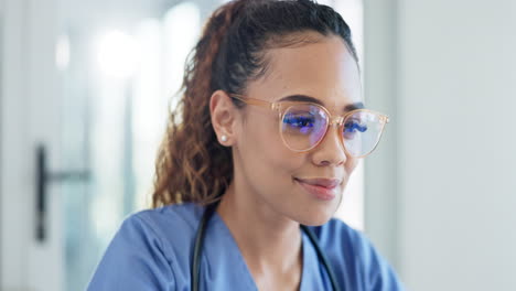 smile, doctor and a woman at a clinic in an office