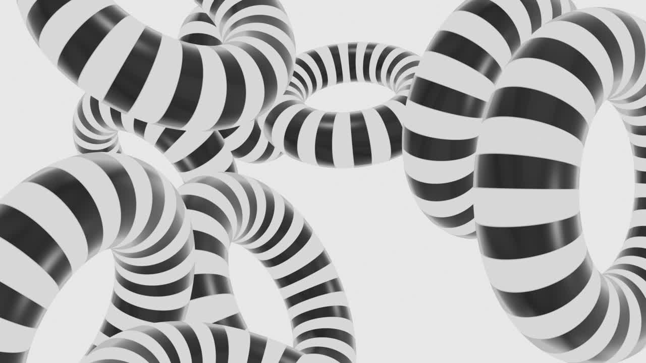 Abstracte zwart-wit gestreepte ringen bewegend