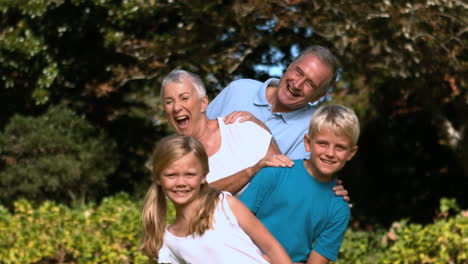 Cheerful-multigeneration-family-posing-in-a-park