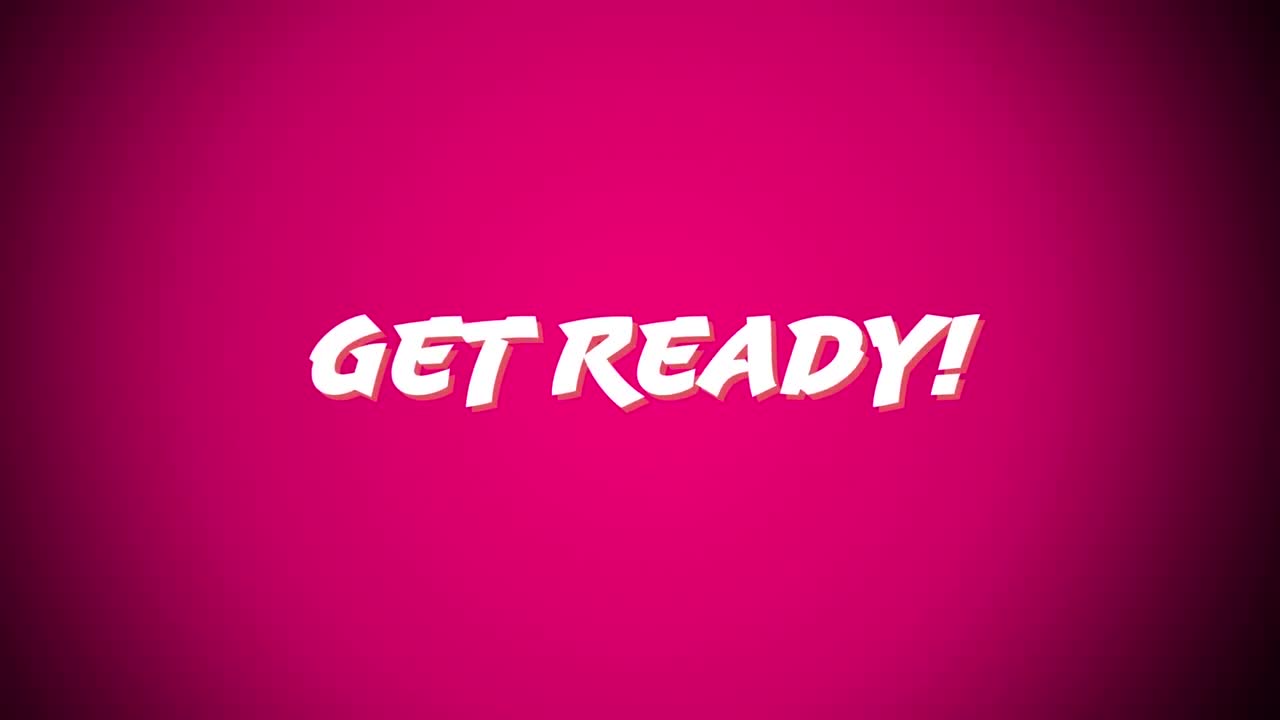 animación de las palabras ¡prepárate! escrito en letras blancas