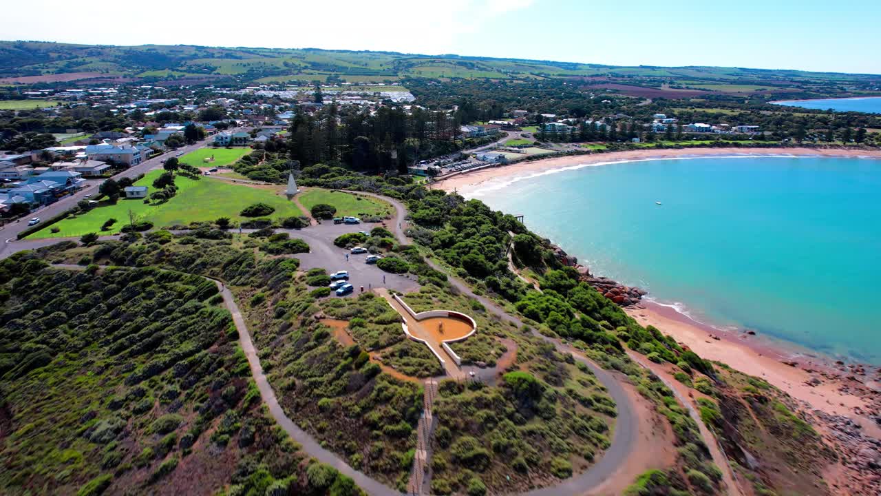Aerial view of seascape along the vast beach on the South Coast during summer