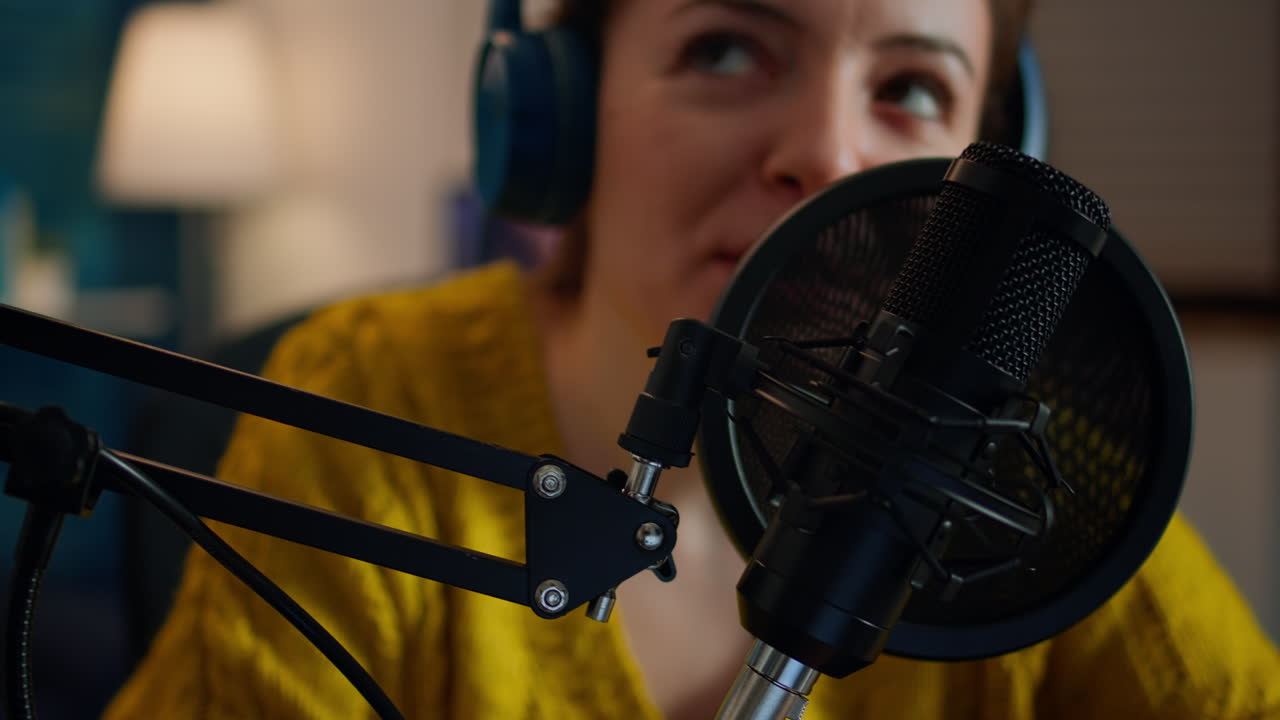 Creative show vlogger presenter recording sound