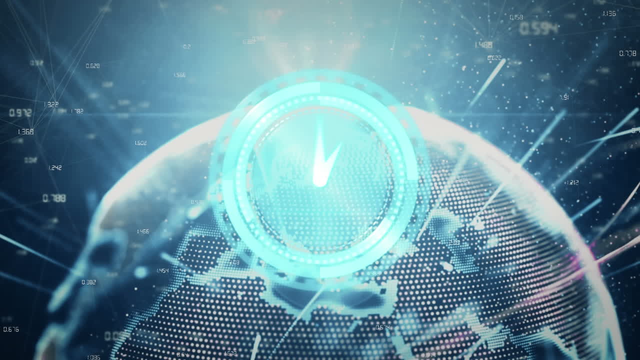 세계와 연결된 시계 네트워크의 애니메이션