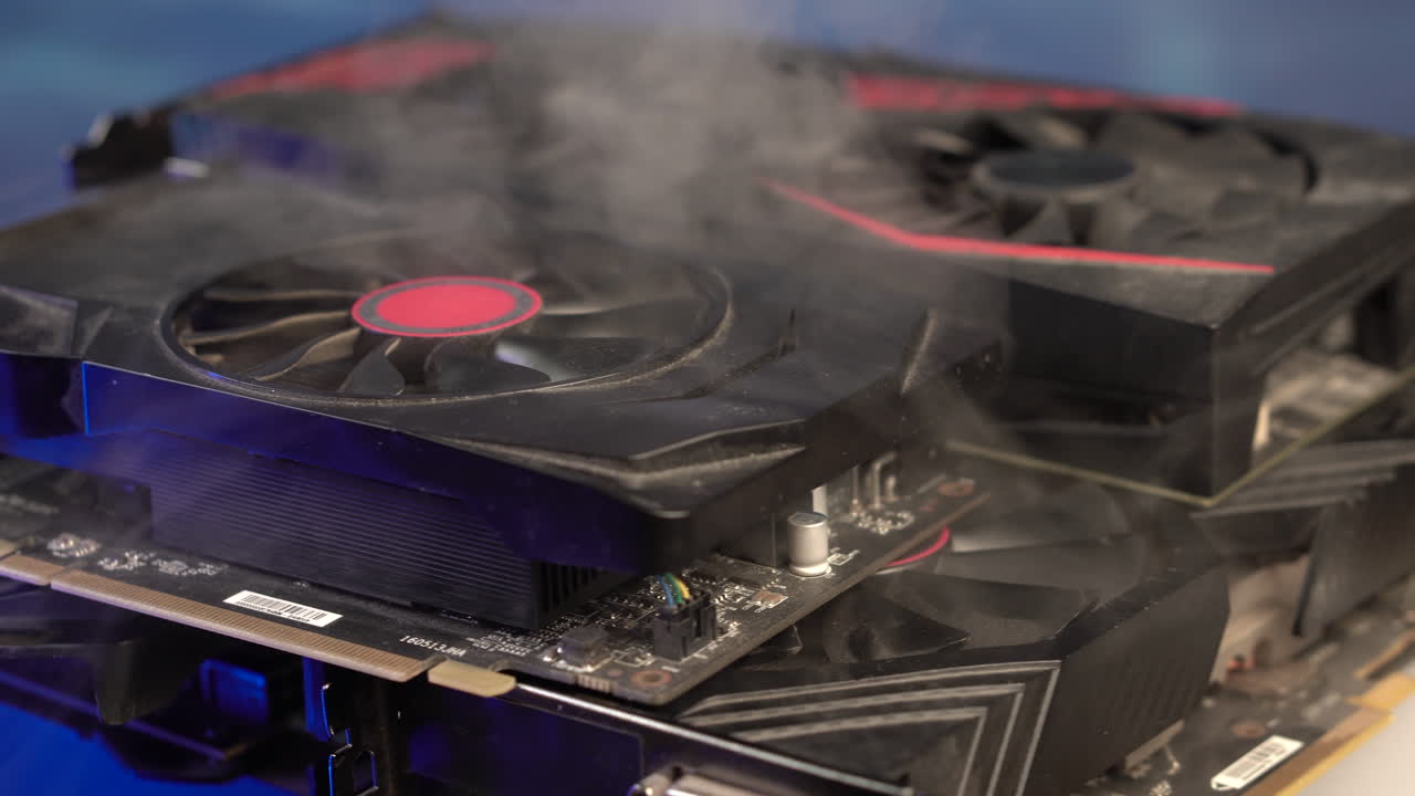 Smoking Old Graphic Cards, Computer Hardware Close Up