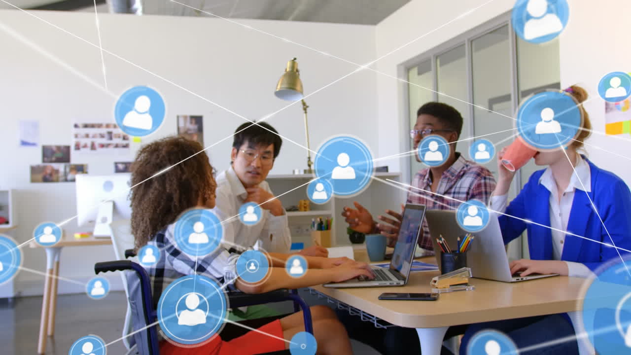 사무실에서 장애인 및 다양한 사업가에 대한 연결 네트워크의 활성화