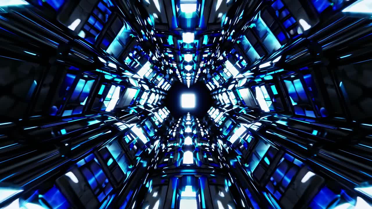 Futuristic Blue Light Tunnel