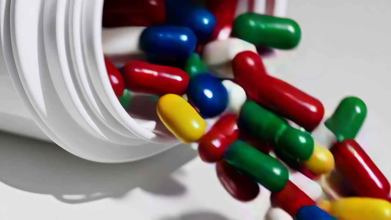 Assorted Pills in a White Container