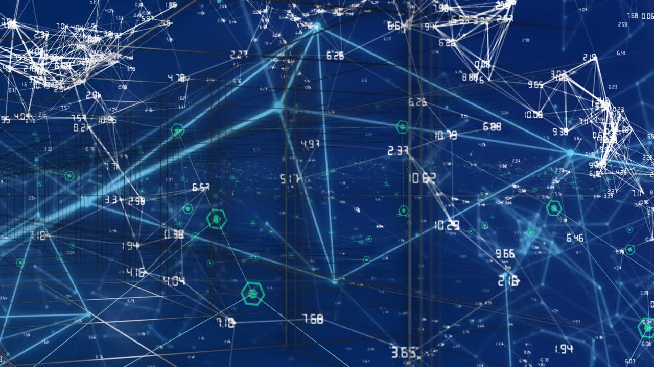 Animation of network of connections and data processing