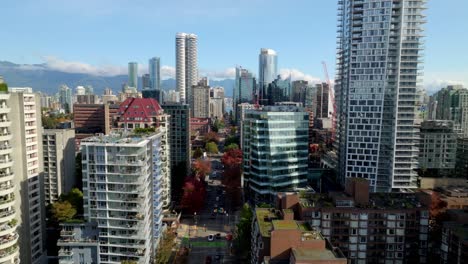 west end neighborhood and high-rise buildings in vancouver, bc, canada. - aerial shot