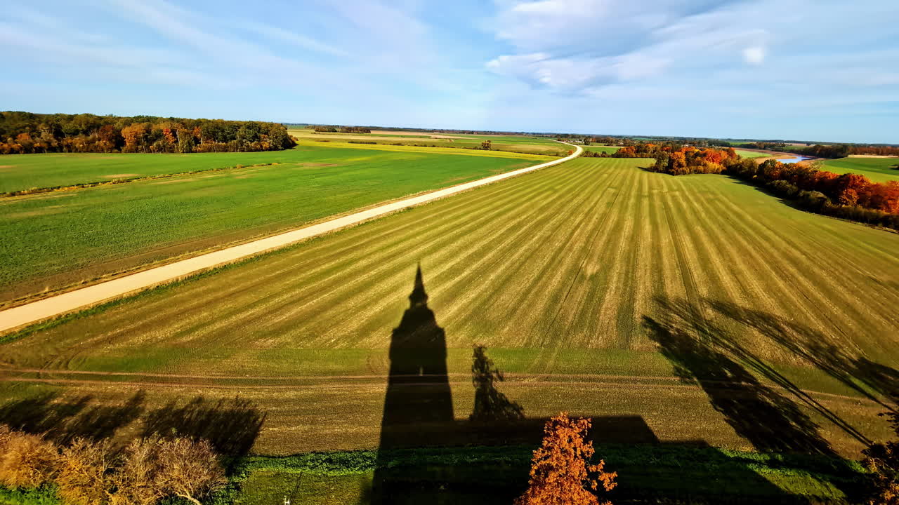 The reflection of the cathedral on the land in Bauska, Latvia