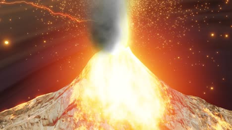 animación de volcán con bucle de renderización tridimensional en escena dramática para el peligro de erupción del volcán