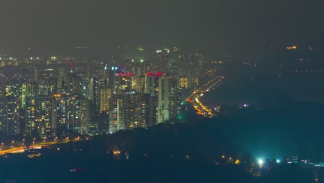 luz nocturna de singapur paisaje urbano panorama aéreo 4k lapso de tiempo