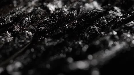 super macro shot of vanilla beans textured surface, spot of lights passing by