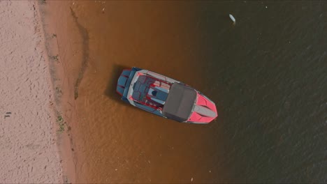 drone top view of a two boats on waters