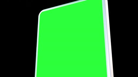teléfono inteligente moderno con pantalla verde en fondo aislado negro. representación de ilustración 3d. video de resolución 4k. para negocios, publicidad, mercado y etc. imagen generada por computadora. pantalla verde fácil de personalizar.