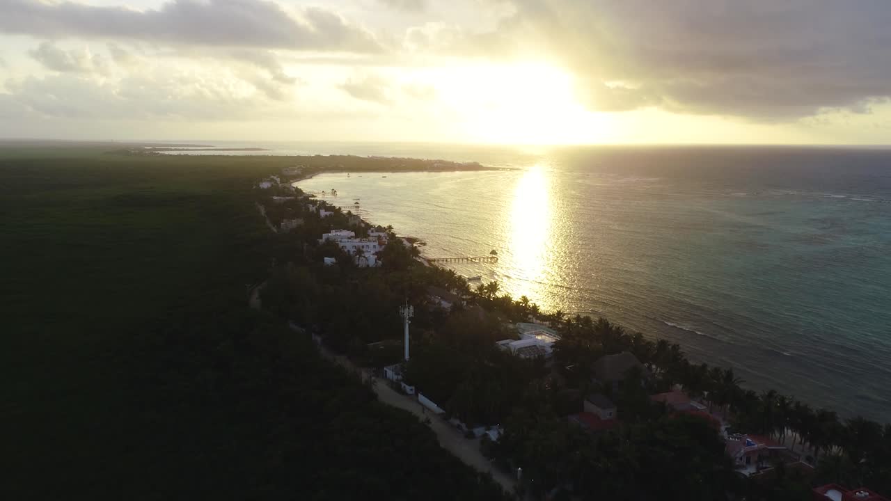 Beautiful Coastline in Tulum Mexico During Sunrise