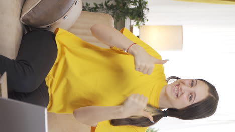 vertical video of rejoicing female student.