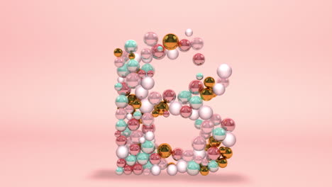 Letter-B-made-of-beads,-glass-balls,-pastel-pearls,-crystal-jewels-and-gold