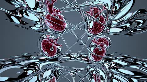 abstract representation of interconnected hearts within a complex system