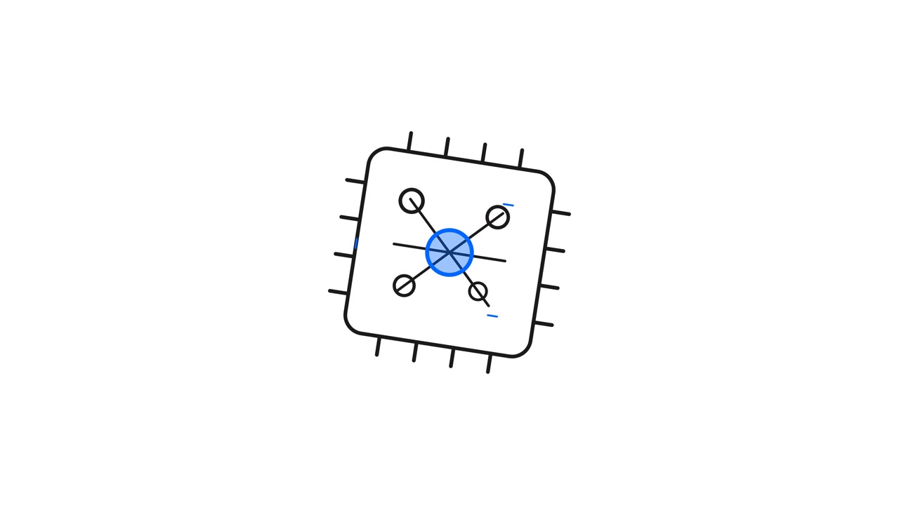 Animated Line Drawing of a Microchip Processor