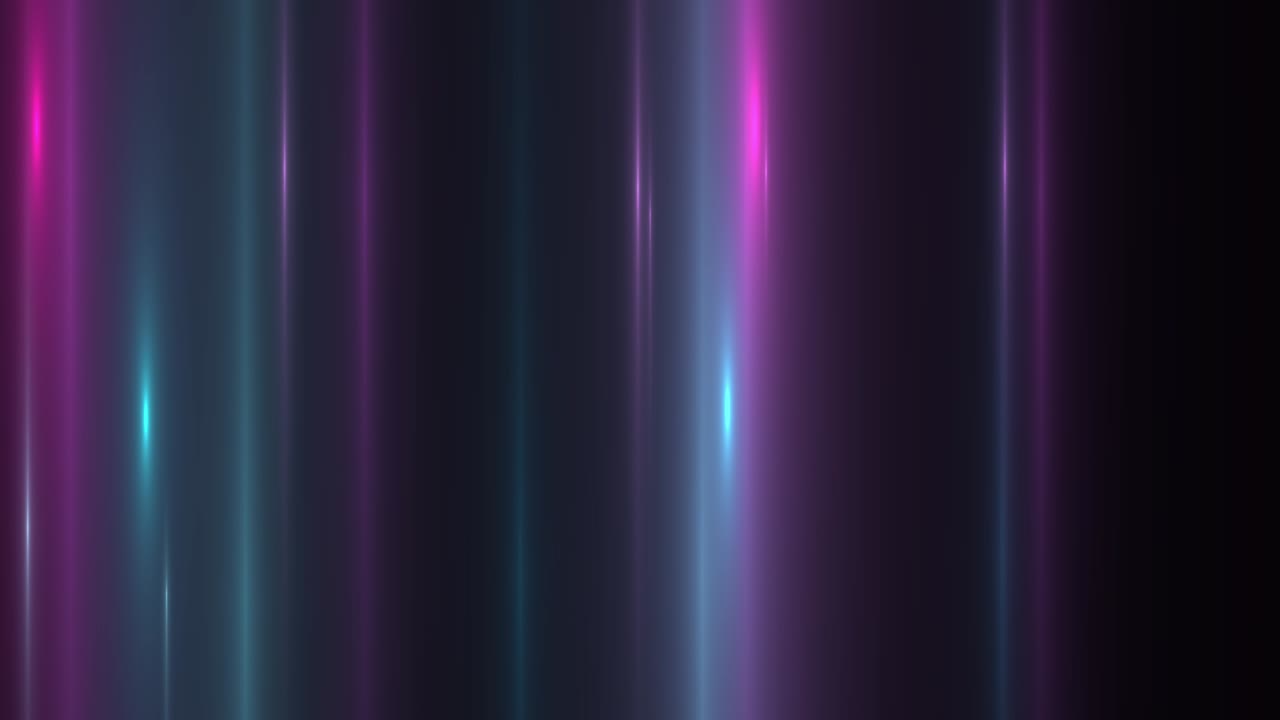 Moving green, purple and pink color glowing lines animation on black background.
