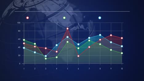 Diagramm-Auf-Dunkelblauem-Hintergrund-Mit-Rotierender-Dollarkugel