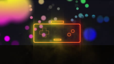 animación de neón de nintendo sobre puntos móviles de luces